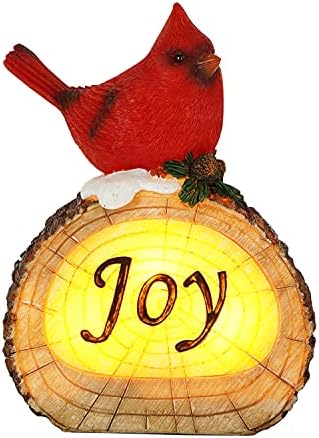 Estátua de resina de pássaro vermelho de Natal do TopArorn com luz LED para um pássaro cardeal de uso interno e externo