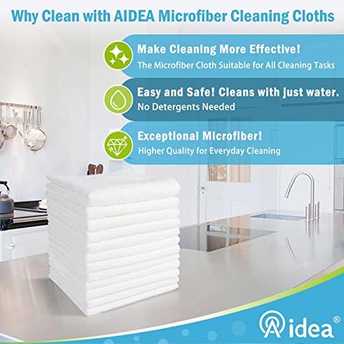 Panos de limpeza de microfibras AIDEA White-100pk, forte absorção de água, sem fiapos, sem riscos, sem riscos, toalhas de prato branco