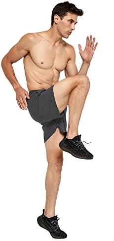 Demozu Men, 5 polegadas de tênis em execução de shorts de ginástica atlética rápida seco de ginástica com bolsos