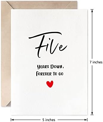 Cartão de 5º aniversário, cinco anos para sempre, cartão de casamento romântico do Dia dos Namorados para o marido esposa