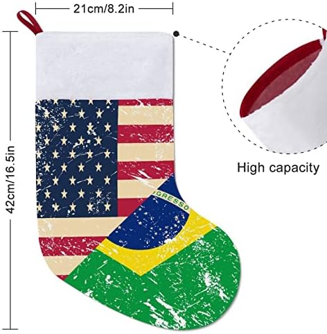 American e Brasil Bandeira retrô de Natal pendurado meias