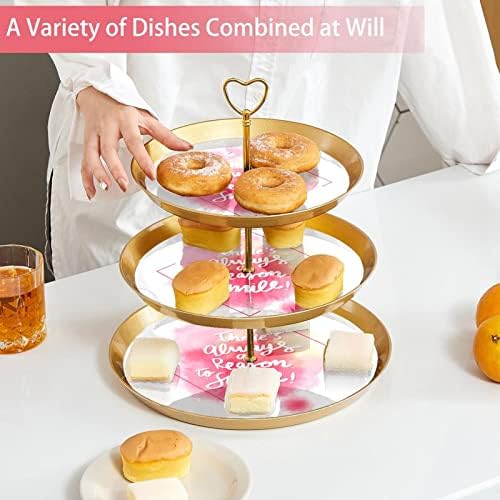 3 Placa de fruta de cupcake de 3 camadas de sobremesa Plástico para servir suporte de exibição para casamento de aniversário Decorações de chá de chá de chá de bebê redondos, letras motivacionais desenhadas à mão