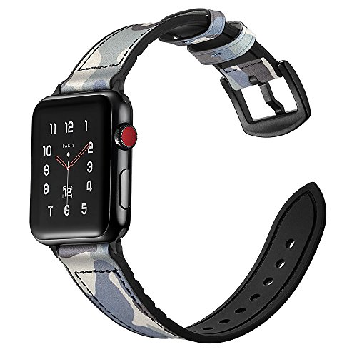 Aisports Compatível para Apple Watch Band 42mm Iwatch Band 44mm Leather Silicone Men Men Men Wrist Smart Watch Watch Band Bandband para série de 44 mm Apple Watch Series 4/42mm Iwatch Series 3/2/1