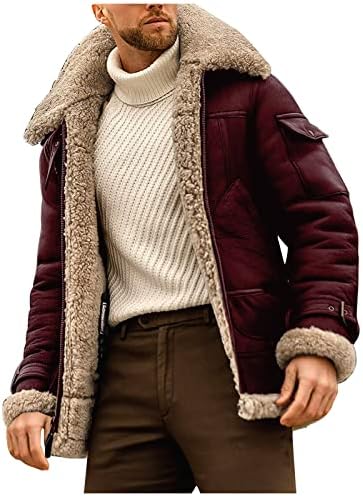 Jaqueta masculino masculino de mangas compridas casaco de jaqueta de lã de couro falso para homens para homens