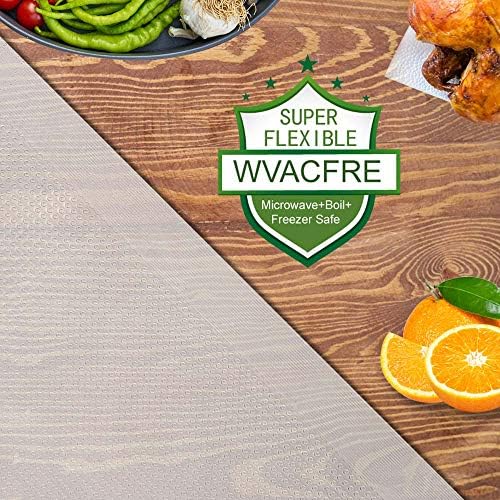 Wvacfre 6 pacote 8 x20 'e 11 x20' sacos de seladores a vácuo com grau comercial, bpa livre, serviço pesado, ótimo para armazenamento de vácios de alimentos ou vide vide cozinha