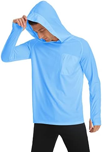 Safet Men's UPF 50+ Capuz de proteção solar com camiseta de manga longa para correr, pescar e fazer caminhadas