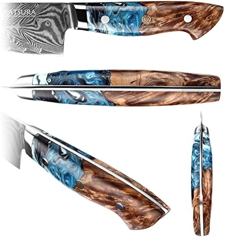 Kit de projeto de madeira katsura-faca de chef santoku em branco-lâmina ultra largura 40mm-5,25 polegadas-japonês premium aus 10v, 67 camadas Damasco Aço-Storm-Ser-sem logotipo