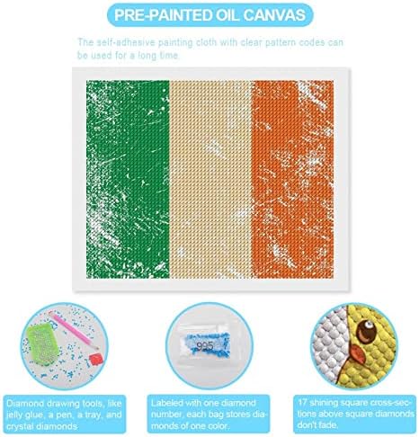 Irlanda Bandeira Retro Kits de pintura de diamante 5D DIY FLILHA FILIZAÇÃO RETRAS DE RETRAS DE ARTES DE WALL Decor para