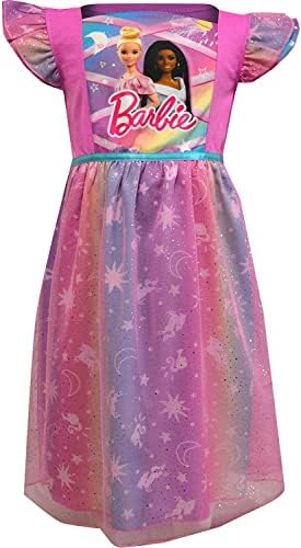Komar Kids Barbie Girls 'Nightgown com sobreposição de arco -íris