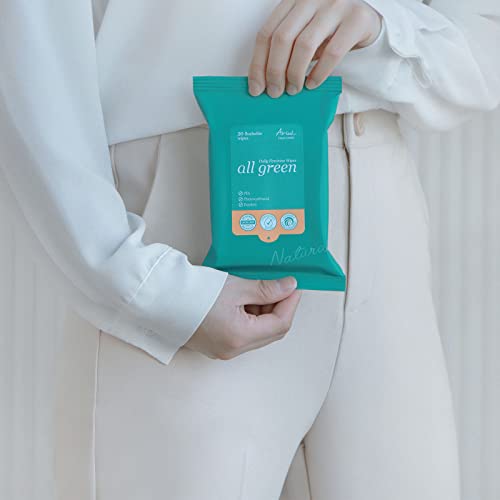 Ariul Daily Feminino Wipes-Limpe e Seguro 20 Wipes biodegradáveis, ginecologista e dermatologista testado, pH balanceado, sem século, 97% ingredientes naturais