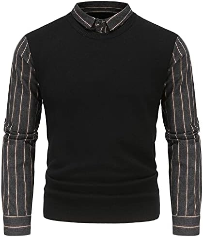 Camisa britânica de outono e inverno masculino camisa listrada de duas peças de duas peças