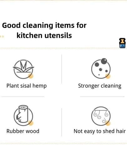 Escova de prato de cânhamo de sisal natural com alça, escova para limpar a cozinha e lavar louça, para pia, panelas, panelas, limpeza de ferramentas de escovas