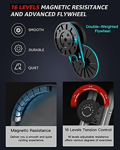 Bike de exercício estacionário de Barwing para treino em casa | 4 em 1 Bicicleta de rotação de ciclismo interno dobrável para idosos | Capacidade de 330 lb, resistência magnética de 16 níveis, ajustes no encosto do banco
