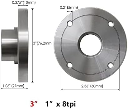 ZktyquiHe 4pcs Selto de madeira de madeira de aço conjunto de placa para Woodlathes com 1 x 8tpi eixo - 1 ea 2, 3 , 4, 6