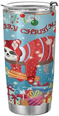 Alaza Feliz Natal Sleth Tumbler com tampas e canudos, copo reutilizável de copo de vácuo em aix aço inoxidável, garrafa de