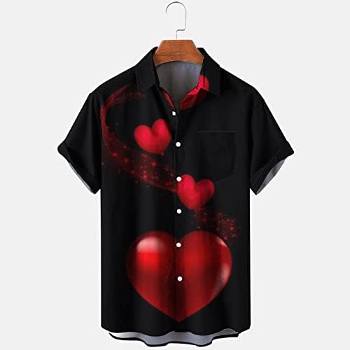 Camas T para homens Moda Fashion Dia dos Namorados Impressa Camisa de bolso único casual bolso impresso de bolso regular Camisa