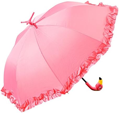 GROUPCraft rosa Flamingo em tamanho real guarda-chuva de parasol para chuva de brilho