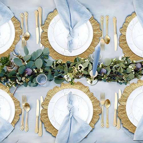 Placas de carregador de recifes de ouro de dacakews 10pcs 13 polegadas placas de carregador floral placas de casamento para jantar, casamento, festa, evento, decoração