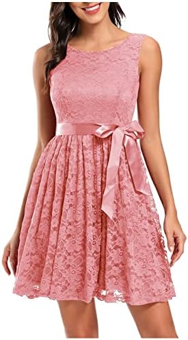 Fragarn Women Retro Color Solid Color Rould Pescoço Tanque sem mangas Vestido de chiffon midi