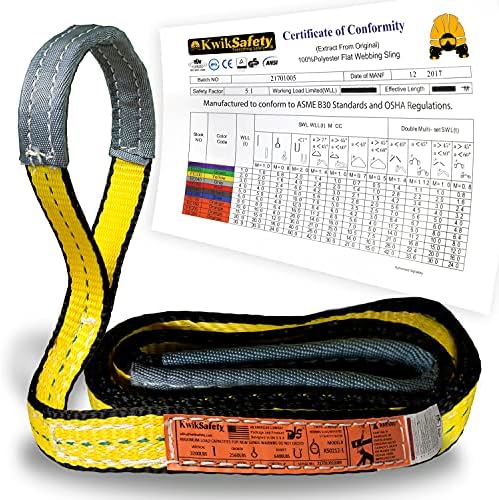 Kwiksafety Mighty Sumo 1 ”x 4 'Poly Web Sling Levating Lirep for Construction | ASME OSHA | 3200 libras verticais 2550 libras Charker