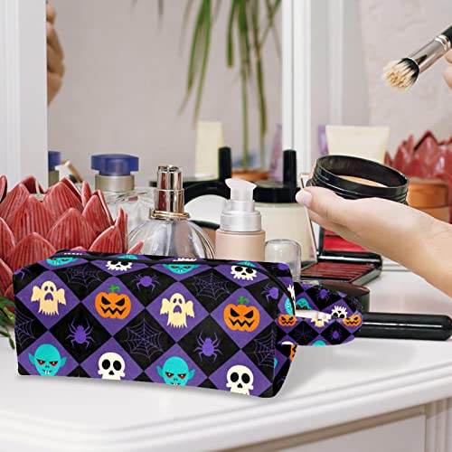 Bolsa de maquiagem Travel Bolsa cosmética Spider Ghost Pumpkin Skull Bolsa de produtos de higiene pessoal Organizer Bolsa com