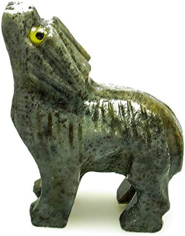 A mágica está em seu lobo dolomita cinza - 1,5 polegada - totem de animal espiritual esculpido à mão