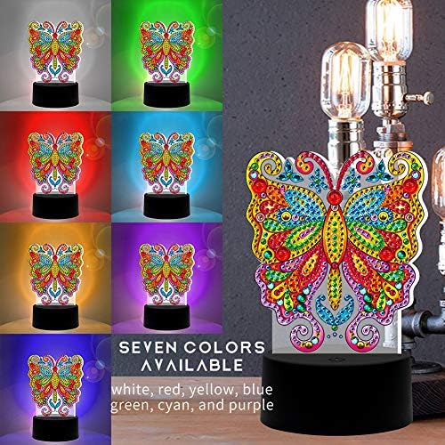 LUSANDY LED LED PINTURA Lâmpada Diy 5D Especial em forma de borboleta pintura de diamante Night Luz 7 Lâmpada de decoração de cores