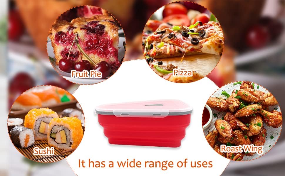 RGRFSDGX Ajuste o recipiente de armazenamento de pizza, o recipiente de fatia de pizza pode ser microondas e reutilizado, pacote de fatia de pizza com 5 placas de aquecimento.