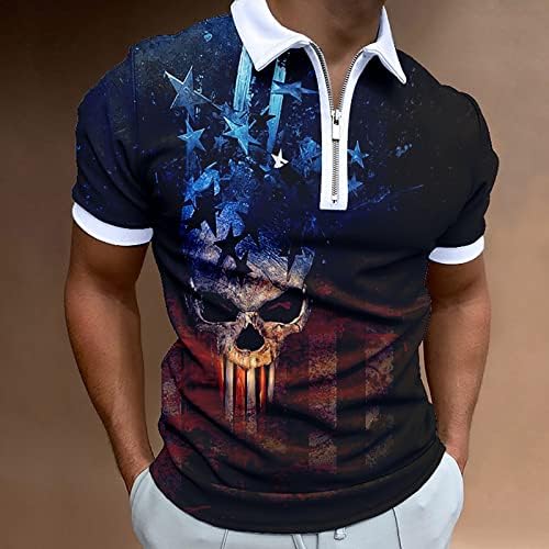 Camisas masculinas de verão BMISEGM Camisa patriótica americana para homens 4 de julho muscular Camisas de colarinho