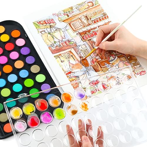 Kit de aquarela de 48 cores Transon com conjunto de pincel de 4pcs para adultos, estudantes, iniciantes e artistas