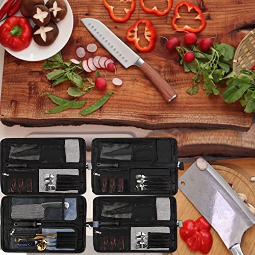 Rolo de faca, saco de faca de chef, caixa de faca para serviço pesado, 13 slots de faca para faca de faca de chefs, bolsa de chef para facas e utensílios de cozinha, suporte de faca que transporta presentes para homens para homens marido namorado ele namorado ele ele