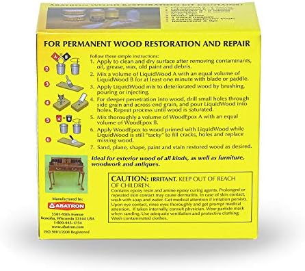 ABATRON WOODEPOX EPOXY WOOD SUBSTITUIÇÃO COMPOSTO, KIT DE 2 LEST, KIT DE RESTORAÇÃO de 24 onças da Parte A&B & Wood -