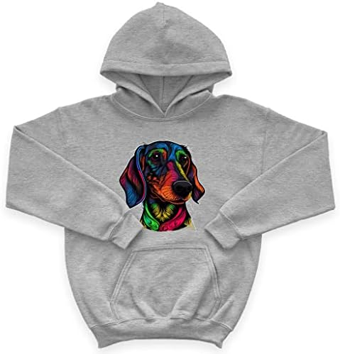 DACHSHUND ILUSTRATION KIRS 'SPONGE FLEECE COWIE - Capuz de Wiener Dog Kids - Hoodie colorido para crianças