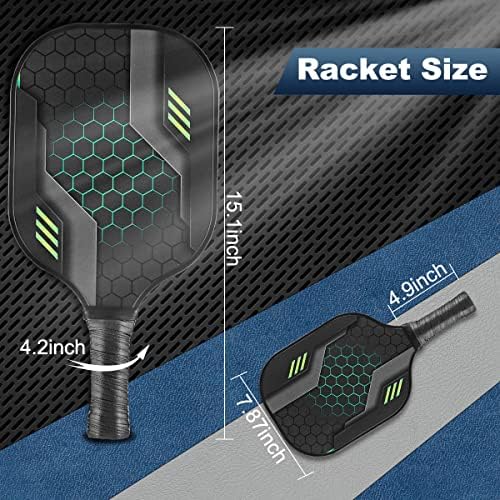 Acehin Pickleball Paddles Conjunto - Conjunto de pickleball de 2/4 raquetes de fibergos e 9 bolas internas de pickleball com bolsa