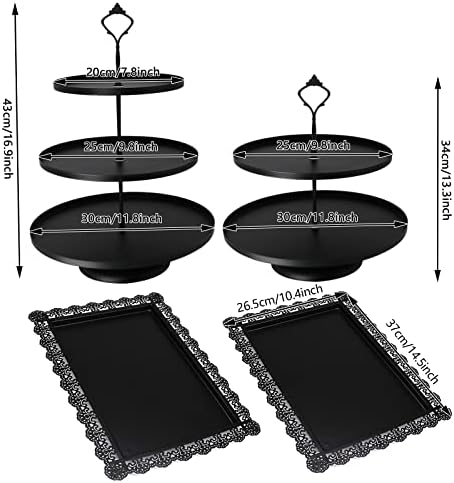 Conjunto de 4 PCs Bolo de bolo de ferro de ferro Sober sobremesa de servir bandejas para festa de aniversário de aniversário