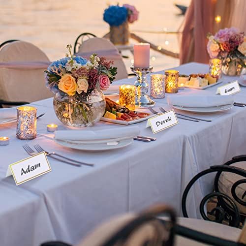 Cartões de casamento de cartões em branco de nuobester Pacote de cartões de lugar de 20, cartões de barraca de mesa pequenos com borda de papel alumínio dourado, casamentos, cartas de nome, cartões de assento, jantar, banquetes, eventos em branco cartões de casamento cartões de casamento