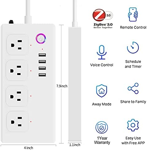 Faixa de energia inteligente, protetor de pura do ZigBee de useelink, branco