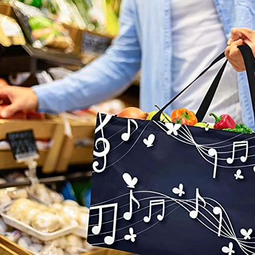 Bolsas de supermercado reutilizáveis ​​lorvies Nota de música com amanteigada dobrável lavável LAVIMENTOS LAVELAS DE COMPREA