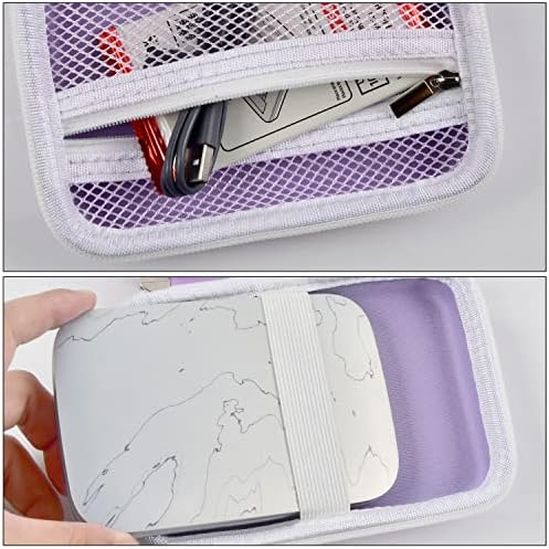 Case compatível com a roda dentada HP Selecione a impressora fotográfica instantânea portátil/ 2ª edição, o suporte para o organizador de transmissão de viagens para papel fotográfico zink, cabo USB e mais acessórios - roxo