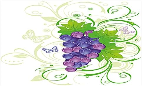 Suporte de escova de dentes de cerâmica de videira lunarável, uvas com gotículas de água frutas ornamentos de borboletas artísticas Arte da natureza, bancada versátil decorativa para banheiro, 4,5 x 2,7, violeta de lavanda e verde