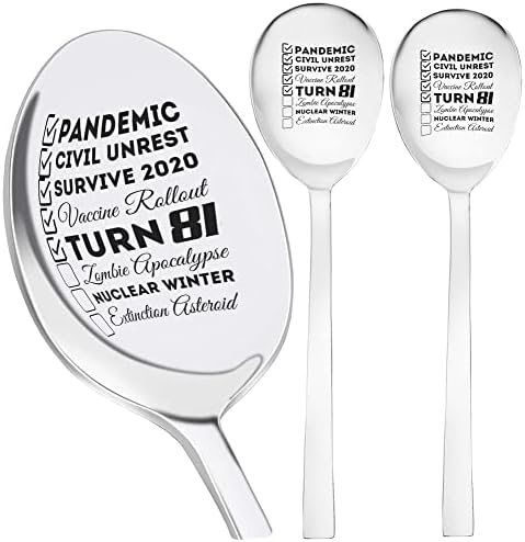 Pandemia sobrevive 81 anos, 81º aniversário nascido em 1940 1941, 8 polegadas de sobremesas | Pacote de 3 colheres