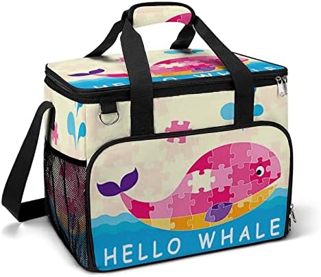 Hello Whale Puzzle Puzzle Isolle Lunchag Saco reutilizável à prova de vazamento Caixa de contêiner de alimentos para piquenique Campo de pesca