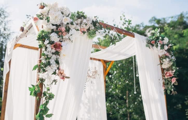 GWHOLE 10ft Ivory Chiffon Table Runner, 27,5 x120 polegadas de mesa de casamento para a decoração de festas de aniversário de casamento decoração de chá de bebê