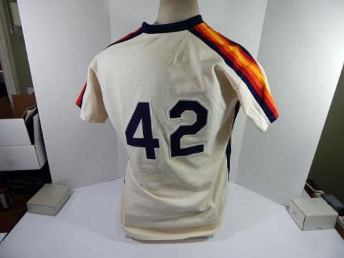 Houston Astros Larry Anderson 42 Game usado Cream Jersey 46 DP35736 - Jerseys de MLB usados ​​para jogo MLB