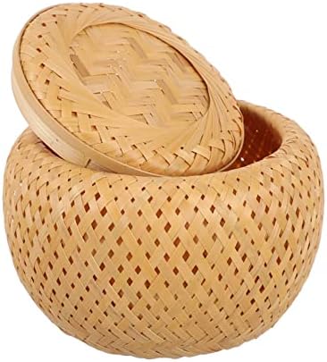 Tanque de armazenamento de bambu de bambu Zerodeko frascos de armazenamento de armazenamento de armazenamento com cesta de tampas com jarra de cesta de pão rústico com tampa com tampa de cesta de cesta de armazenamento de tampa de cesta de cesto de cesta de bambu panela chá