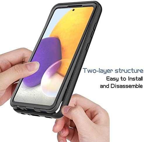 Capa de capa de telefone Caso de proteção completa compatível com Samsung Galaxy A72 PC+Soft Soft Silicone TPU 3in1 Tampa de