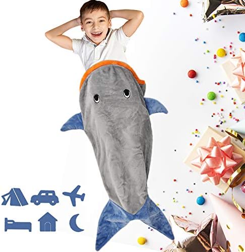 Bolsa de dormir de tubarão para bebês para camping para crianças, cobertor de tubarão para meninos meninas, tubarão, cauda, ​​cobertor,