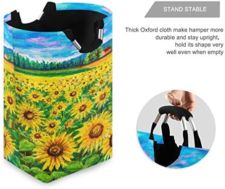 Auuxva Flor Sunflower Prinha aquarela de aquarela Cesta de lavanderia de tecido dobrável Lavanderia cesto de saco sujo