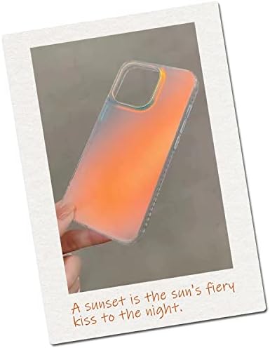 OAKXCO iPhone 14 Pro Max Case Iridescent holográfica, estética fofa fluorescente e brilhante capa de telefone neon para 14 Pro Max, casca dura translúcida fosca com pára -choque protetor TPU para mulheres meninas