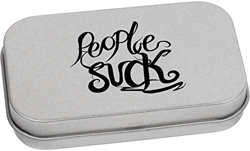 Azeeda 110mm 'People suck text' Metal Articled Tin/Storage Box